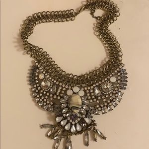 Rhinestone chain collar necklace